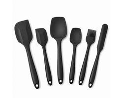 VITAMO Siliconen Spatules - Cuillères - Brosse - Scraper Pan - BBQ - résistant à la chaleur - lave - vaisselle - Sans BPA - ustensiles de cuisine - Zwart - 6 Set Pieces Discount