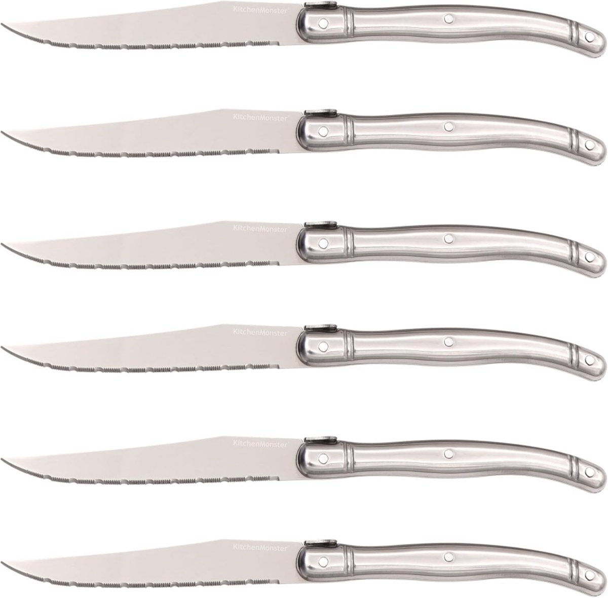 Thijox - Steakmessen Set 6 Stuks - RVS Laguiole Deluxe Vaatwasserbestendig - Ideaal voor Biefstuk, BBQ en Feest