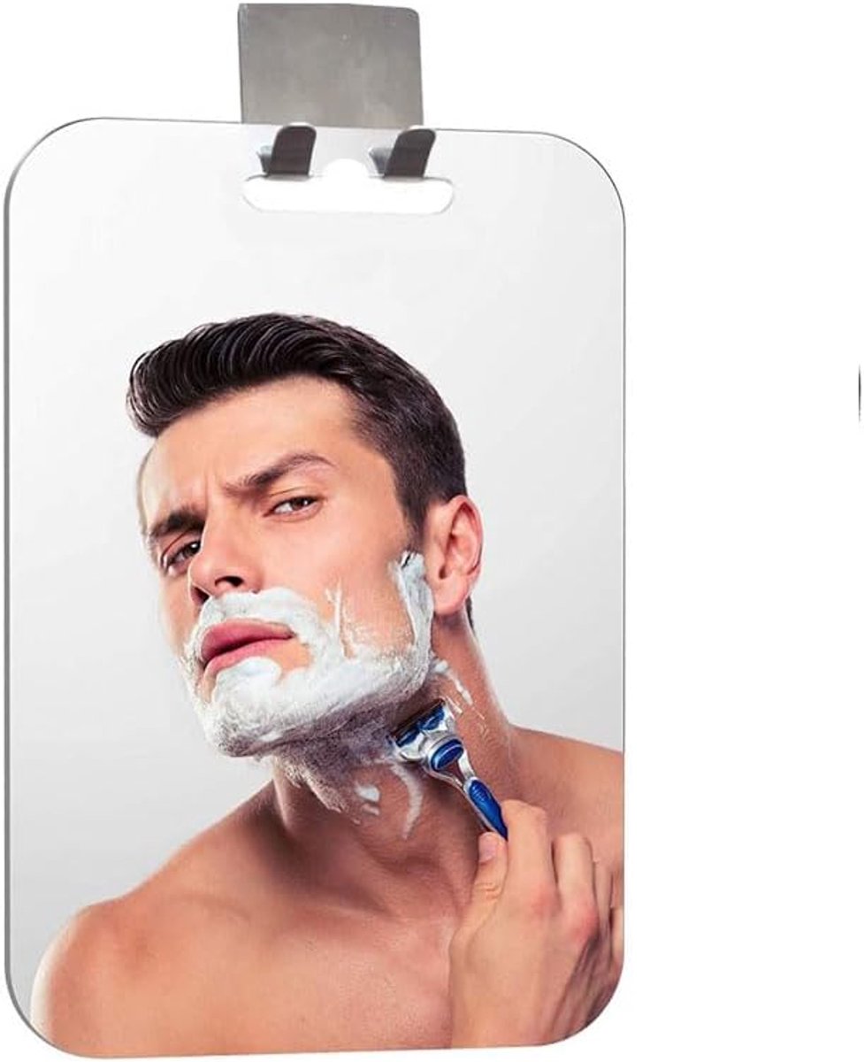 SnelShoppen - Anti-Mist Douche Spiegel EXTRA Groot 30 x 20cm, Kwalitatief Hoogwaardige Badkamer Spiegel, Frameloos, Impactbestendig Wandhanger, Douche