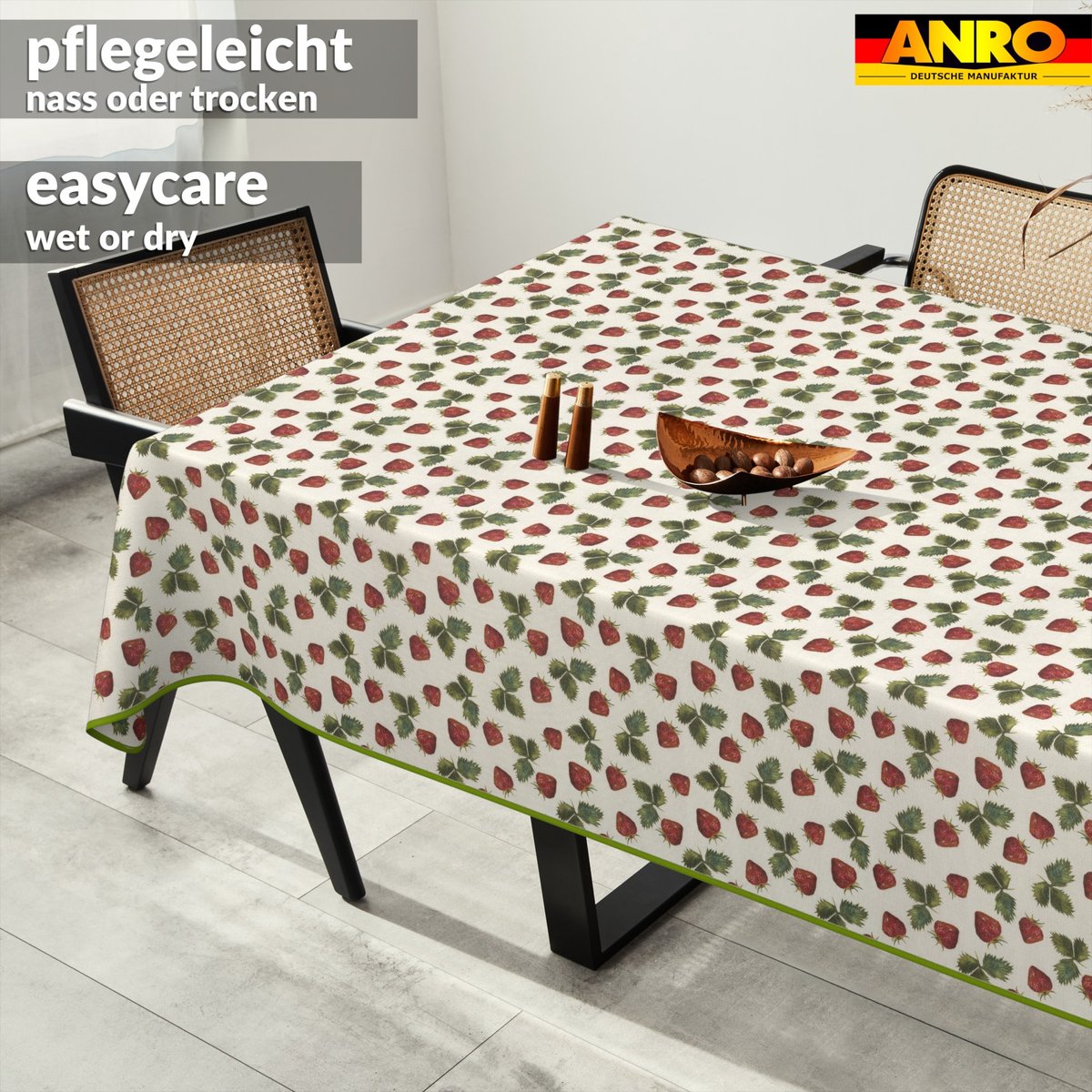 ANRO Tafelkleed Ornamentele bloemen Beige 160x120cm Met sierband Afwasbaar Waterafstotend