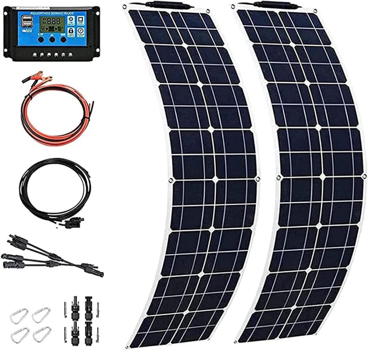Zonnepanelen Kit - Zonnecellen Module - Energie Opwekken - Hoge Efficiëntie - 2x200W - Wit