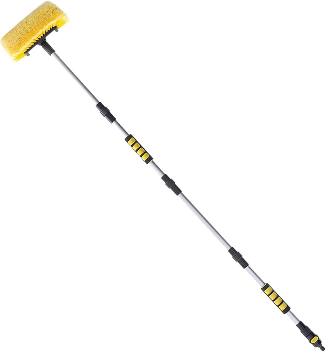 Autowasborstel Lange Steel - Watersproeiborstel - Voertuigen Reinigen - Verstelbare Waterstroom - 160 cm - Grijs