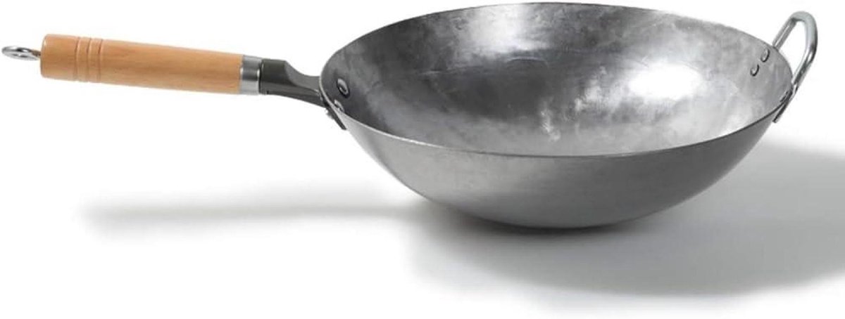 Traditionele Wok - Handgemaakte Pan - Roerbak Gerechten - Nitreerbehandeling - 36cm - Zwart