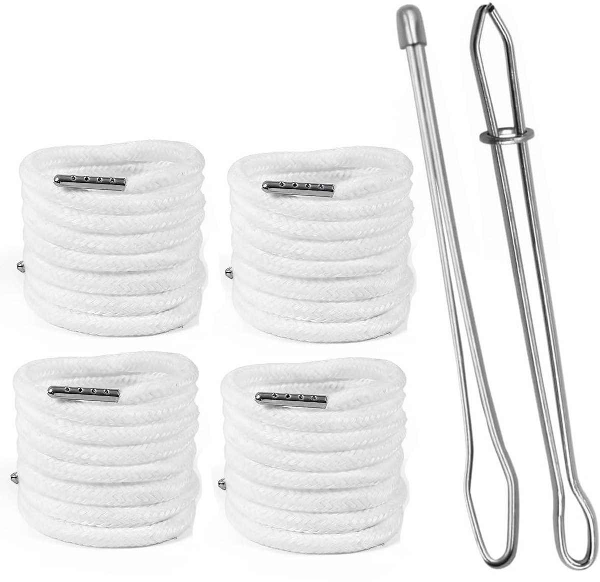 Dailygoods - 4 Stuks Veters voor Hoodies en Joggingbroeken - 130 cm, Wit