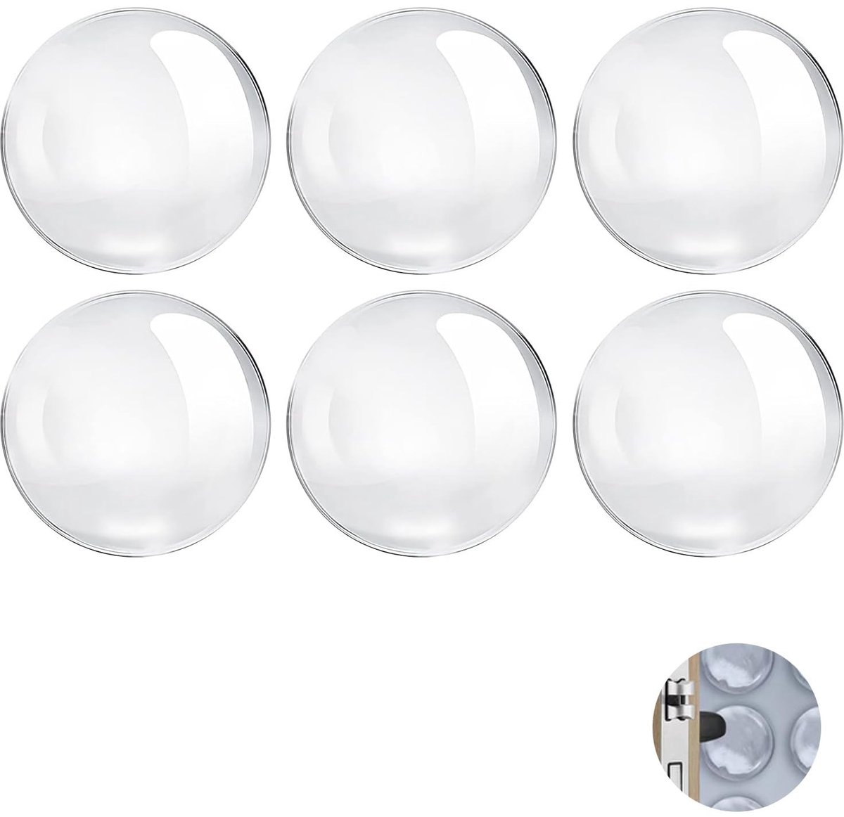 Dailygoods - Deurstopper, transparant, 6 stuks, zelfklevend, schokbestendig