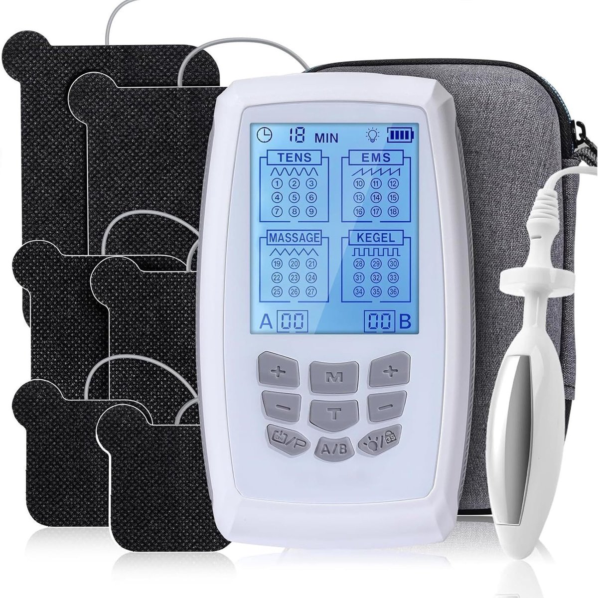 Dailygoods- Bekkenbodemtrainer 4-in-1 - TENS/EMS apparaat - Pijnverlichting - Spierstimulatietraining - Massage - 9 programma's met variabele frequentie - Spierstimulator