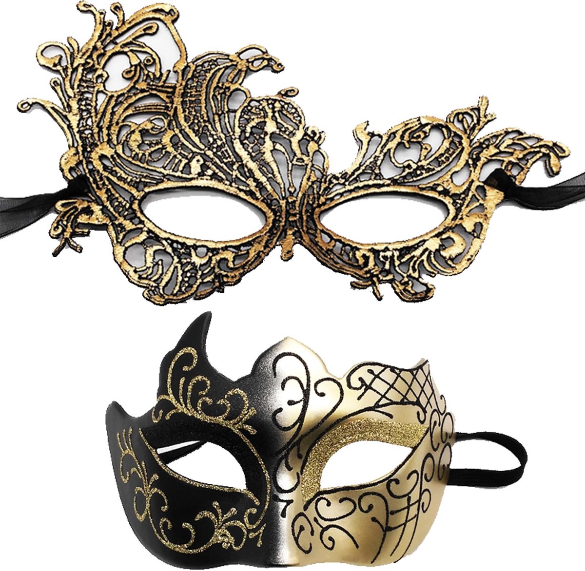 Dailygoods - 2 Stuks Venetiaanse Masker Set voor Mannen en Vrouwen - Perfect voor Halloween en Feestjes
