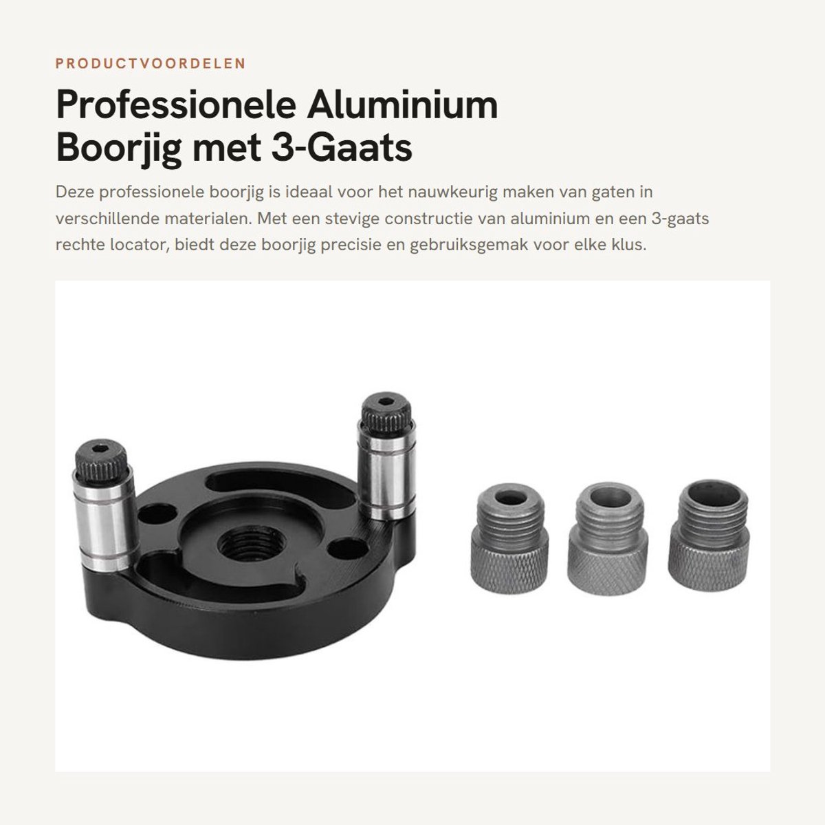 Dailygoods- Boorjig Professionele Aluminiumlegering - 3-Gaats Locator - 6/8/10 Mm Boorbussen - Slijtvast - Corrosiebestendig - Hand-gehouden Gatpons