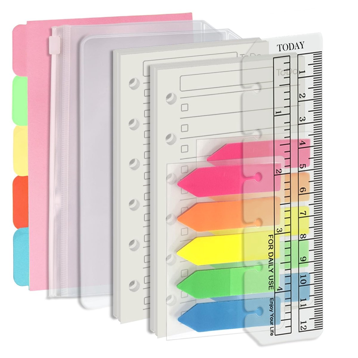 Solidchoice- Nietvulset 90 Vellen Papier - Planner-Inzetstukken - Scheidingsmiddelen - To-Do-Lijst - A7 Formaat - Hoge Kwaliteit Papier - Notitieboekinzet