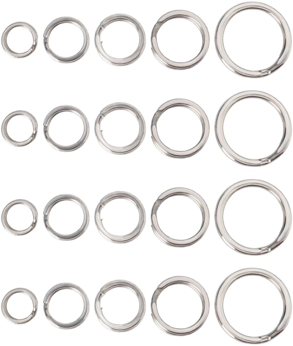 Dailygoods- Splitringen 250 Stuks - Roestvrij Staal - Corrosieweerstand - Vissen Accessoires - Maten 4,7/6/7/8/10 mm - Duurzaam - Visaccessoires