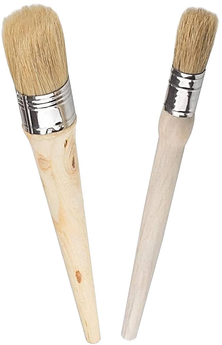 Dailygoods- Waskwast Set 2 Stuks - Natuurlijke Borstelharen - Ronde Kwast - Verfkwasten - Verfkwasten Hobby - Voor Creatieve Projecten - Verfkwast