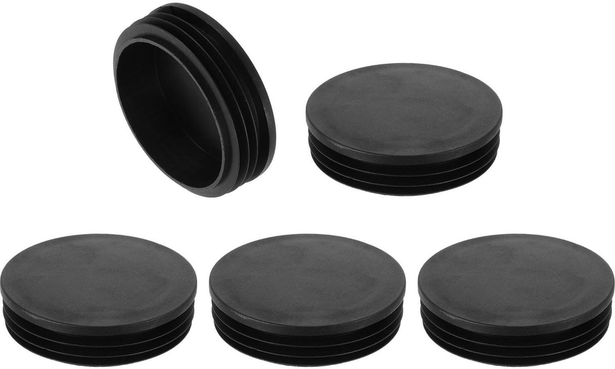 Dailygoods- Buisdoppen 5 Stuks - Ronde Kunststof Eindkappen 100 mm - Zwarte PE-Buispluginzetstukken - Glijdende Vloerbeschermers - Schokabsorberend - Duurzaam en Eenvoudig te Installeren - Buispluggen