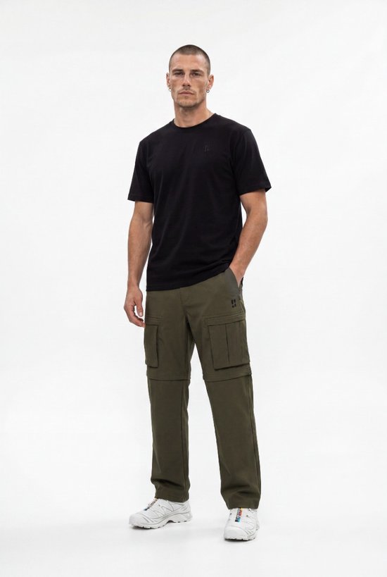 Pantalon d'extérieur Poederbaas Baggy Unisexe - SOLX - Pantalon zippé pour Hommes et Femmes - Randonnée & Outdoor - Vert Olive - Taille XXL