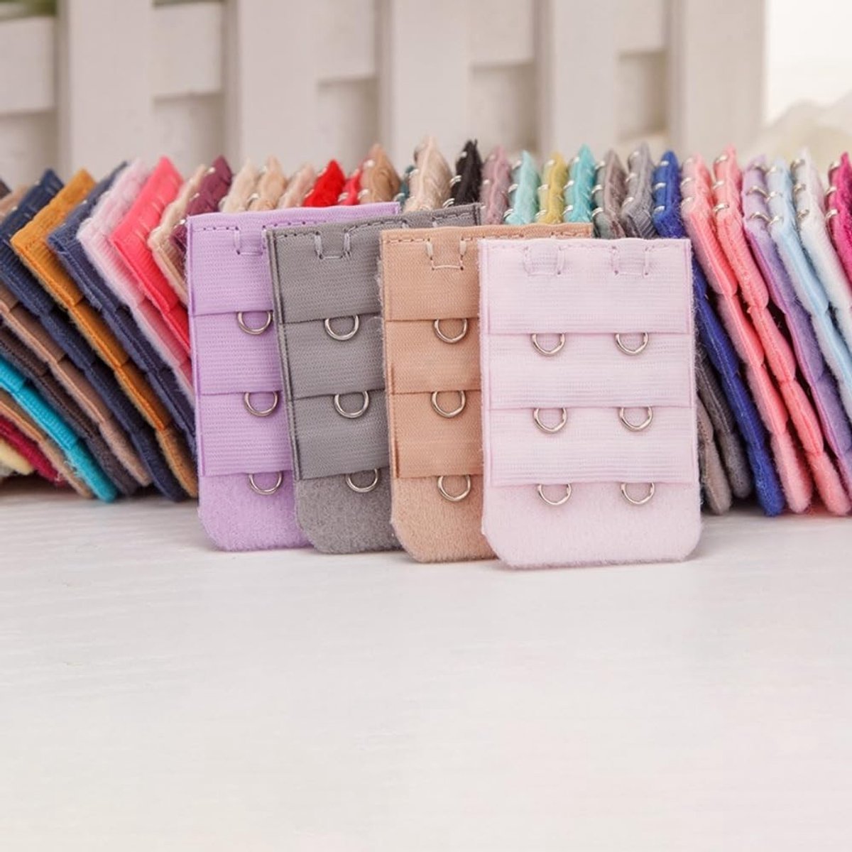 Dailygoods- BH-verlengstuk 12 stuks - 3 rijen/2 haken - elastisch - zacht - comfortabel - polyester 5 cm x 3,2 cm - Beha-extensie