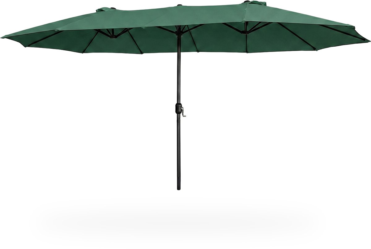 Grote Tuinparasol TILIA / Buitenparasol / Verstelbare Hoogte / UV-bescherming, Waterdicht / Donkergroen / 460 x 270 x 245 cm