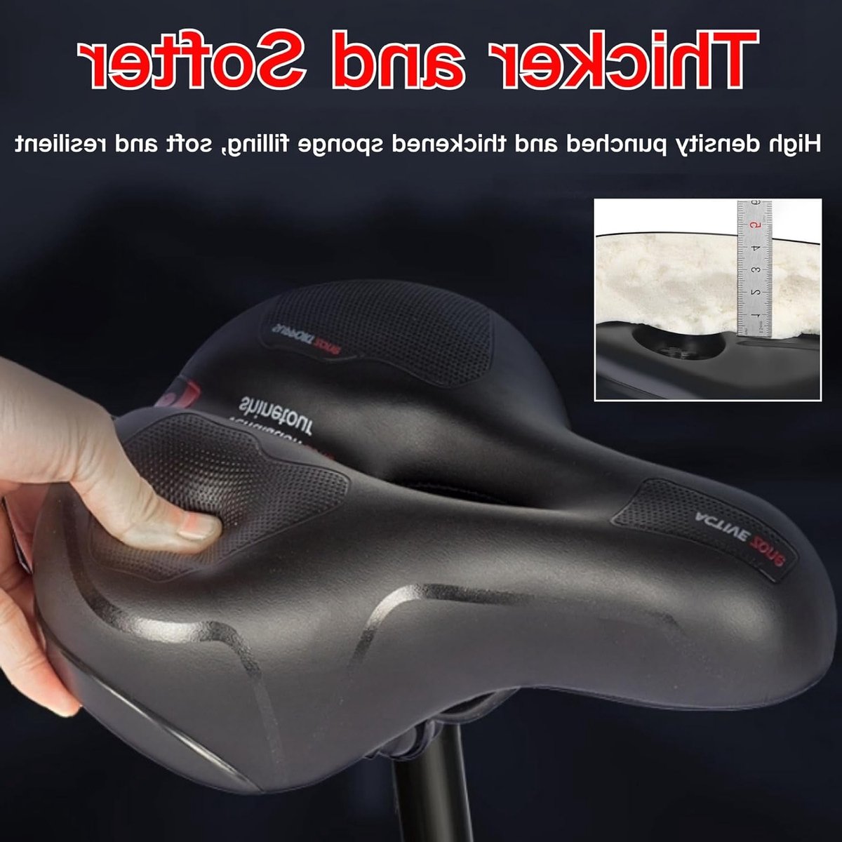 Oversized Fietszadel voor Comfortabel Fietsen - Zacht, Ademend en Schokabsorberend met Regenhoes en Gereedschap voor MTB, Racefietsen en Stadsfietsen