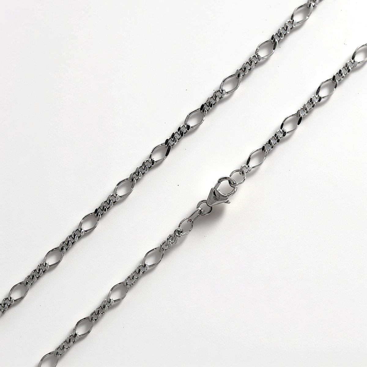 Cavill - Zilveren ketting - 925 Sterling zilver - Figaro design - 45 cm - Elegante ketting dames - Comfortabele karabijnsluiting - 5,87 gram