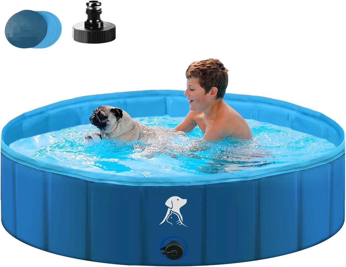 Solvix hondenzwembad - Hondenbad - Vouwbaar PVC - Antislip Ondergrond - Lichtgewicht en Draagbaar - Voor Grote en Kleine Honden
