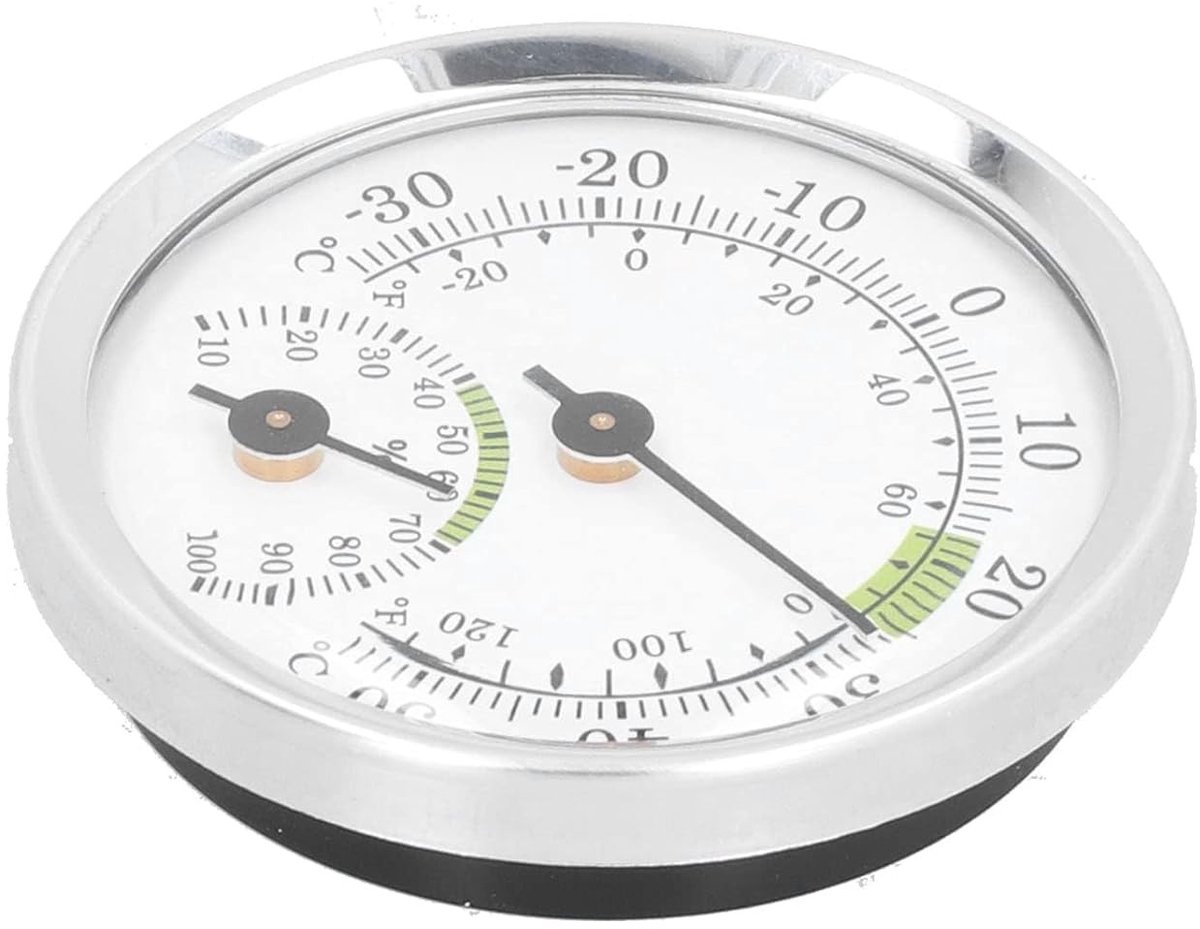 Thermometer Hygrometer - Aluminium - Analoge Wijzerplaat - Betrouwbaar en Nauwkeurig - Voor Binnengebruik