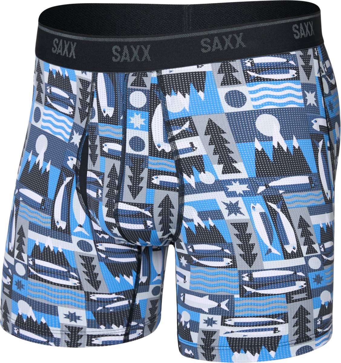 SAXX Heren Boxershort Quest Quick-Dry Mesh - Boxer met BallPark Pouch® - Onderbroek Sneldrogend & lichtgewicht - Winter Angler - Blauw - L