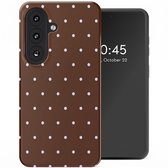 Selencia Hoesje - Geschikt voor Samsung Galaxy S26 - Backcover met Magnetische Ring - Happy Dots Chocolate