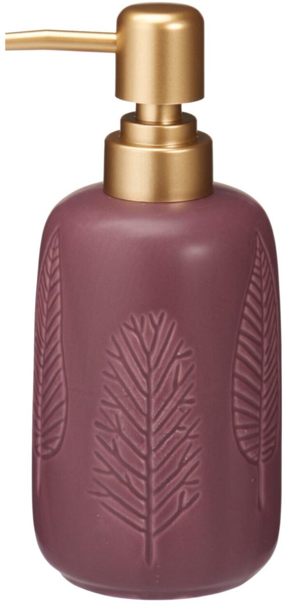 Bathroom Solutions Zeeppompje / dispenser Forrest - bordeaux rood - aardewerk - 7 x 17 cm - 370 ml - keuken en badkamer
