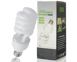 UVB Lamp voor Reptielen en Amfibieën - Energiezuinige Verlichting voor Terrarium, Tropische Schildpadden en Hagedissen met Calcium Supplement (UVB5.0 26W)