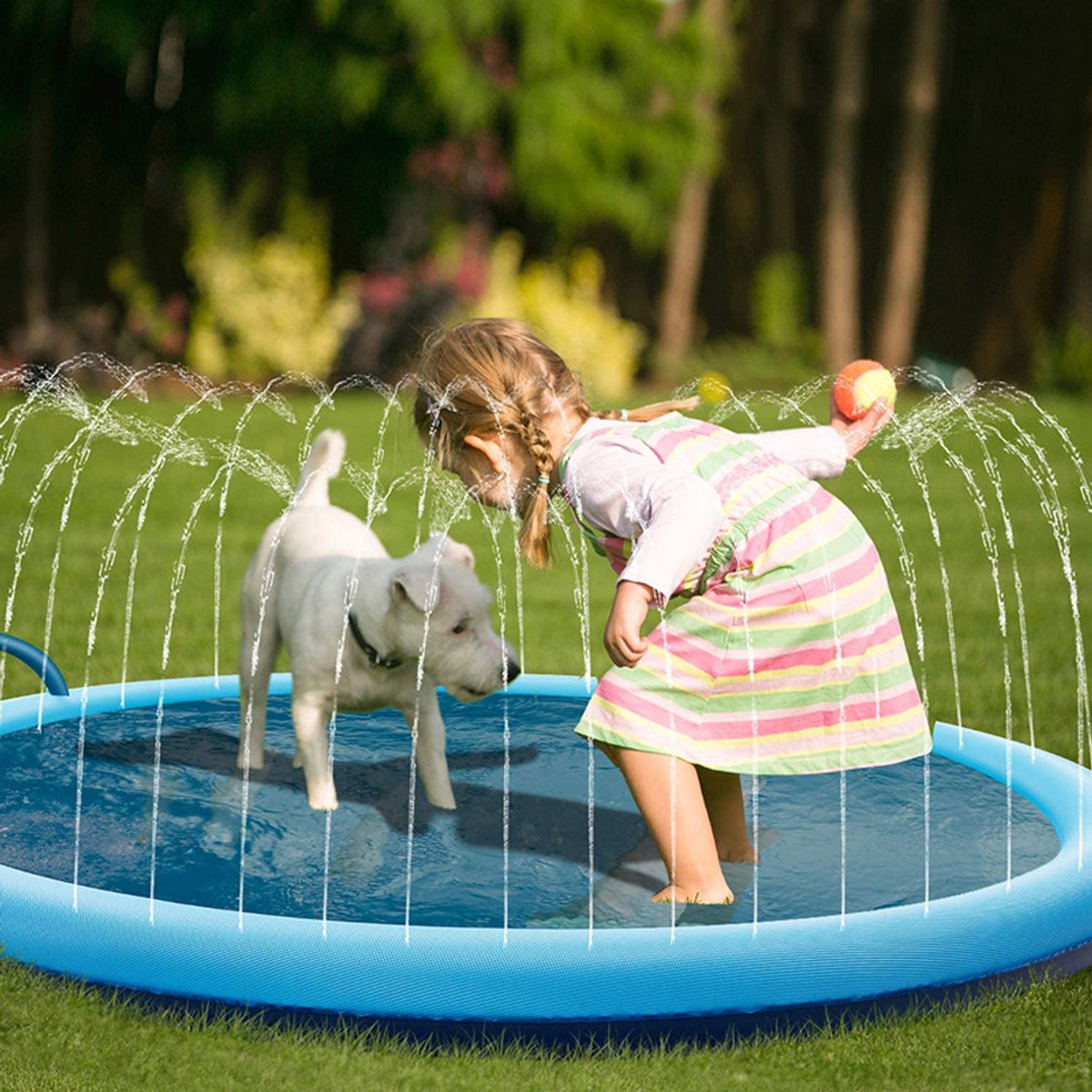 Reuze Water Speelmat - 200cm - Dik en Antislip - Met Spuitfunctie en Opblaasbaar Zwembad - BPA-Vrij - Voor kinderen en huisdieren