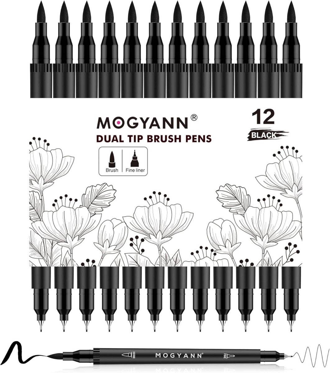 Viltstiften - Zwart - Dual Tip Design - Sneldrogende Inkt - Voor Kunst en Schetsen
