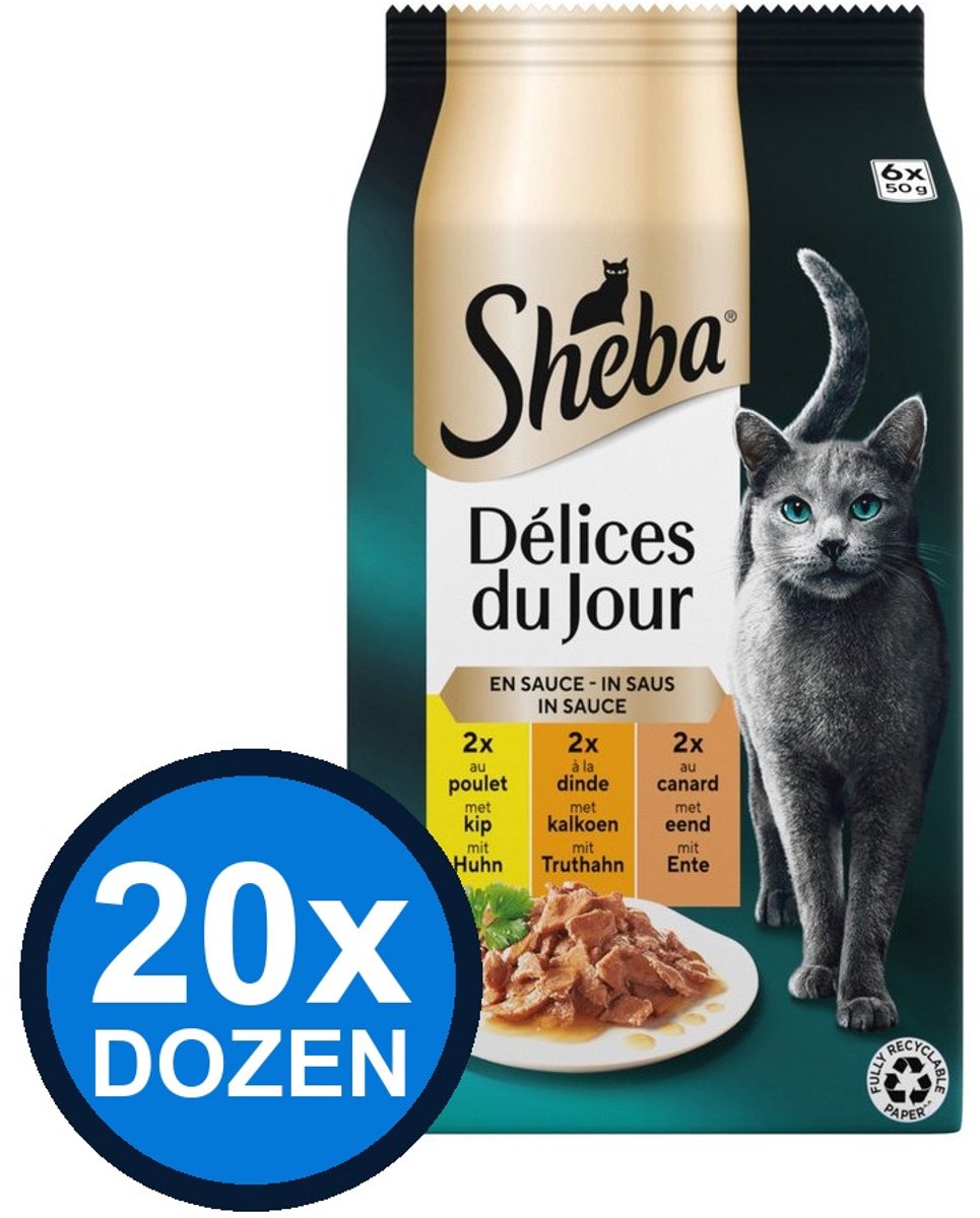 Sheba Sheba - Delices Du Jour Pouch Saus Gevogelte Sel Multipack (6x50g) - Kattenvoer Natvoer - 300 g