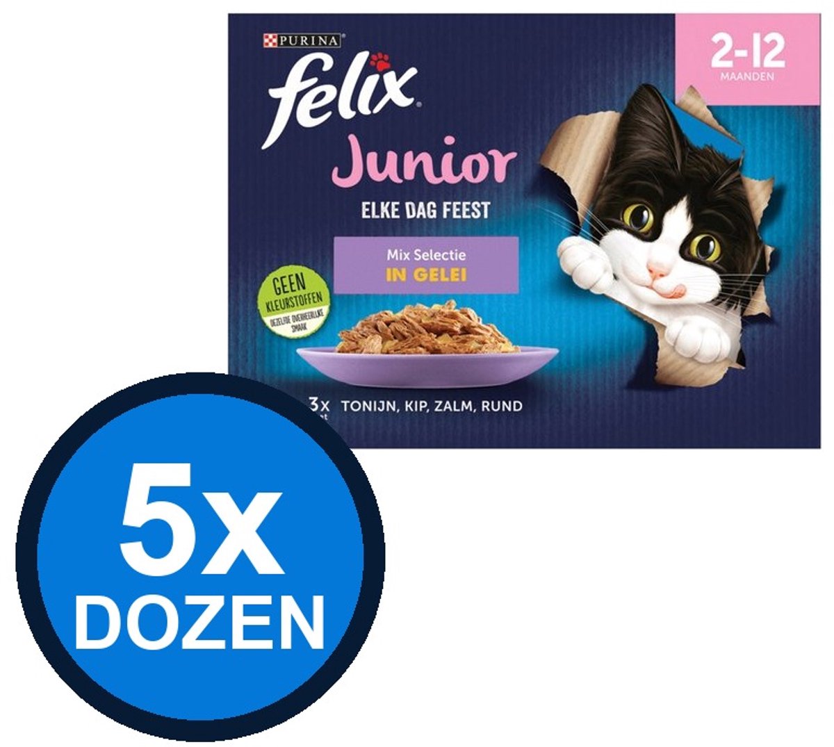 Felix Felix - Elke Dag Feest In Gelei Junior Mix Selectie Multipack - Kattenvoer Natvoer - 1.02 kg