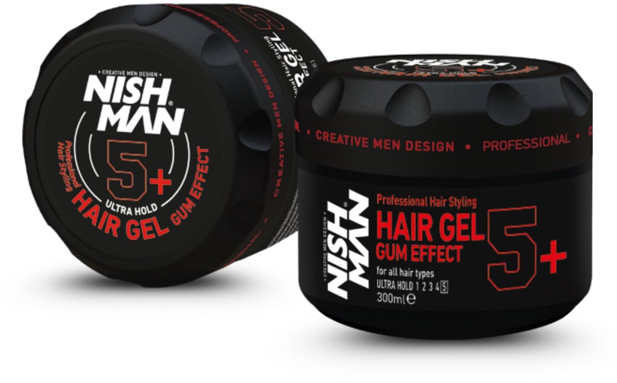 Nishman Haargel Gum Effect 5+ 300ml – Ultra Sterke Hold, Schilfervrij & Makkelijk Uitwasbaar