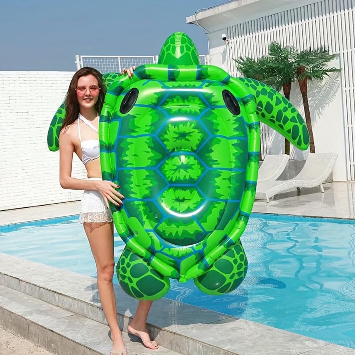 LISM-Dubbele opblaasbare reuzenschildpad Geschikt voor zomerse strandzwembaden en waterfeesten