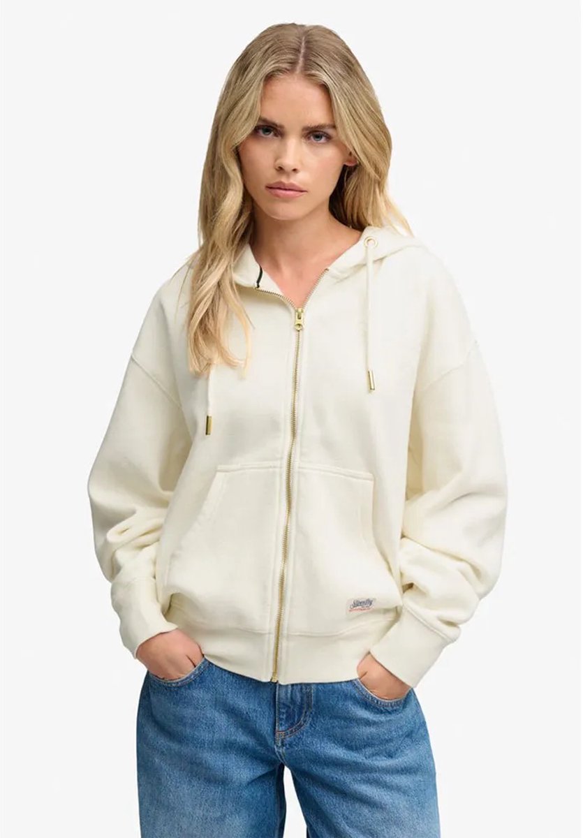 Superdry Luxe Casual Zip Hoodie Dames Hoodies Creme