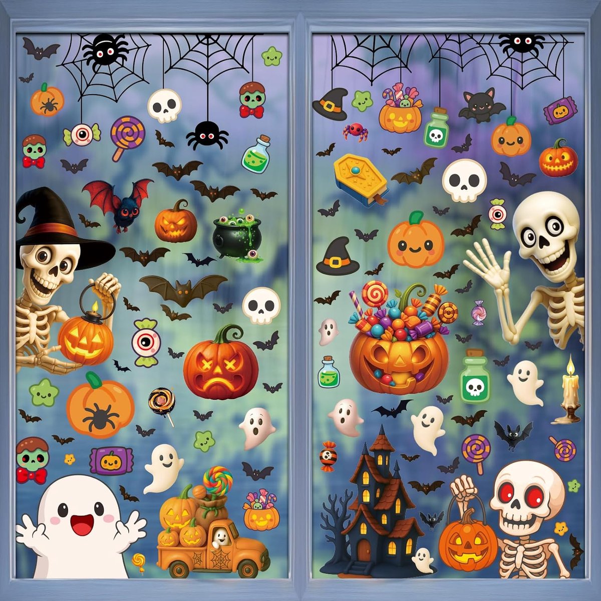 Halloween raamstickers - statische zelfklevende stickers - leuke en griezelige ontwerpen - perfect voor feestdecoratie - ShopVlot