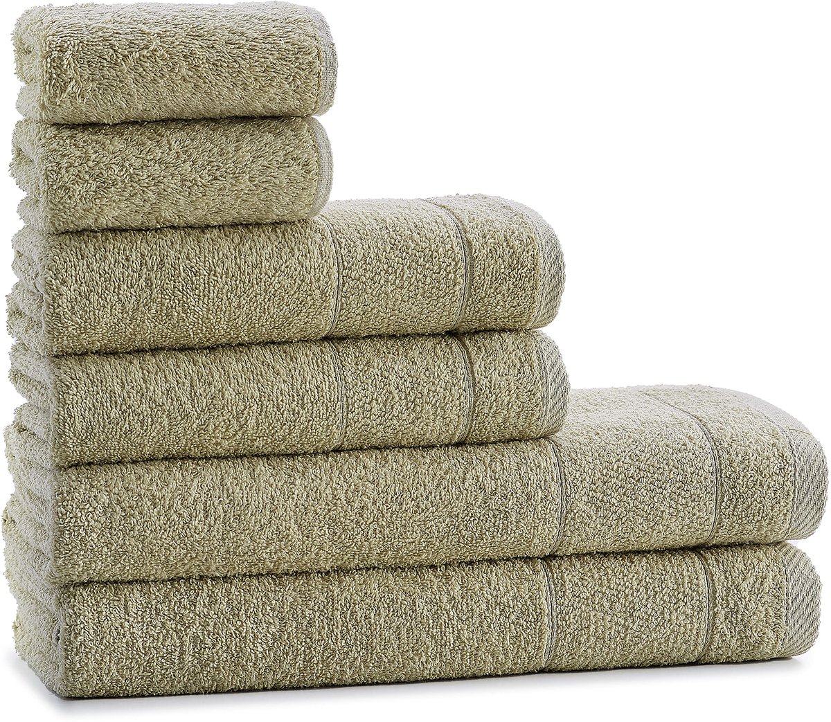 Tuiste Badstof handdoekenset groen saliegroen - 2x handdoeken, 2x gastendoekjes, 2x badhanddoekenset - ShopVlot