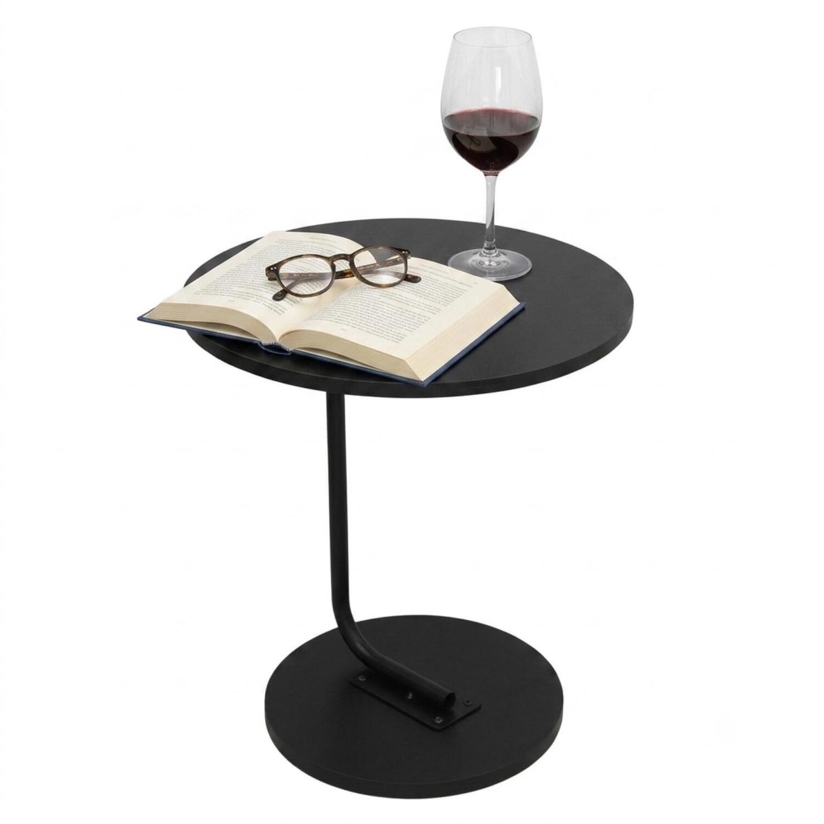 Gerimport bijzettafel Sonia - zwart - rond - 34 x 46 cm - mdf hout - koffietafel - kleine houten tafeltjes