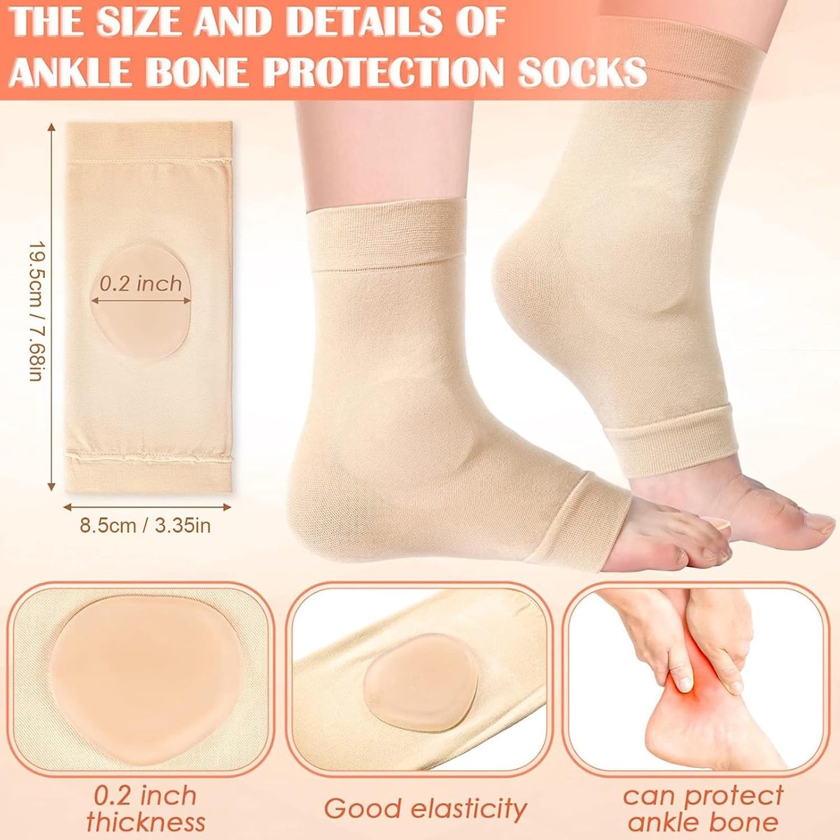 1 paar sportenkelbandages met ronde gelpads, enkelbeschermers voor kunstschaatsen, skiën en hockey, maleolaire - ShopVlot