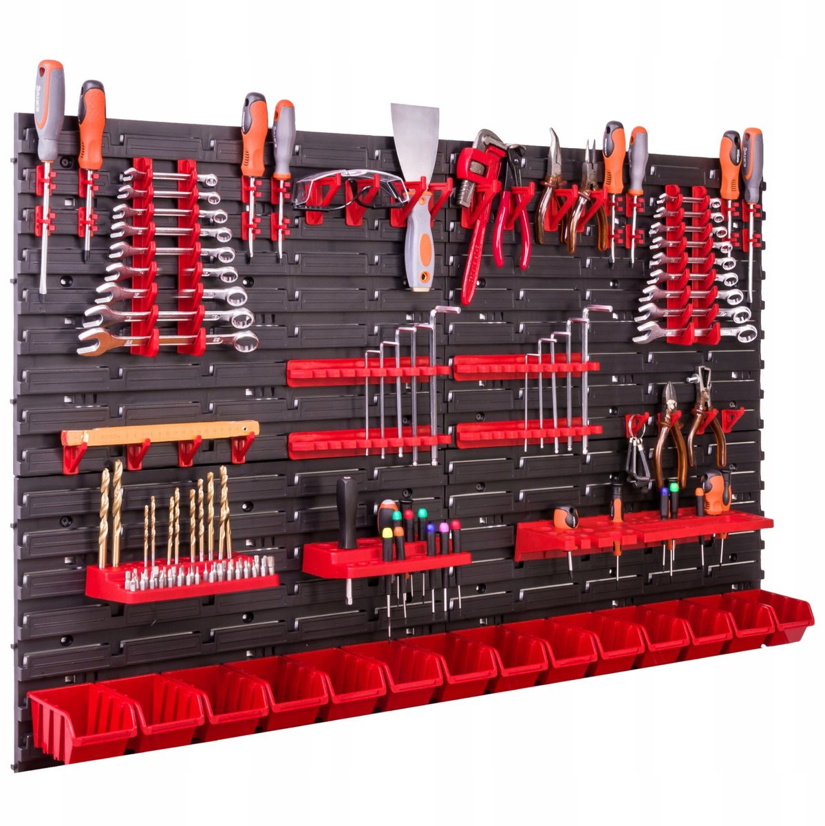 Gereedschapsbord 117x78cm met 14 bakken en ophangsystemen