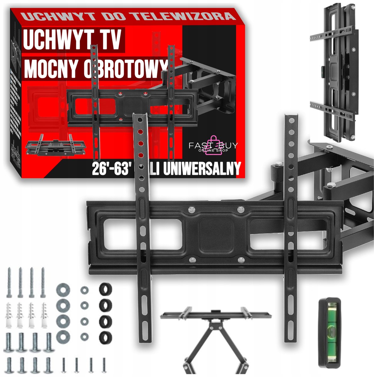 Verstelbare TV Muurbeugel 26-63" 50kg VESA 400x400 Zwart