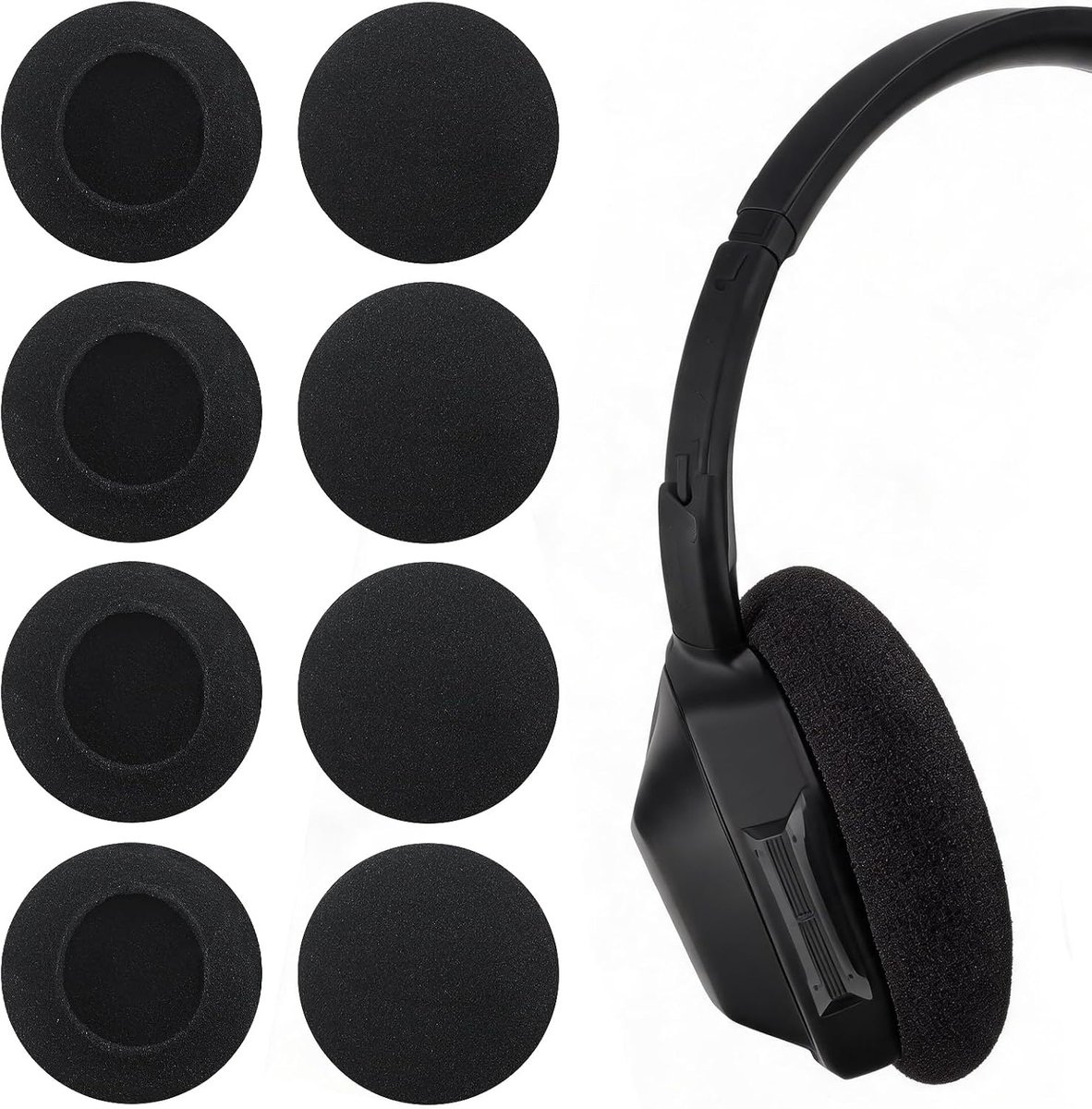 Vervangende oorkussens 55 mm - schuim - zwart - extreem comfort - ShopVlot