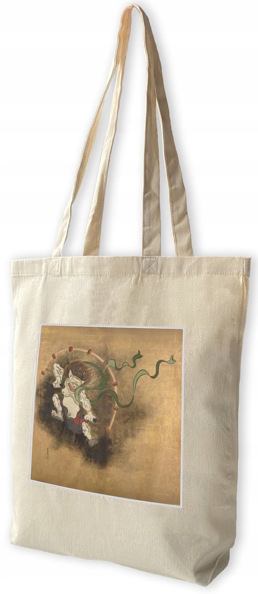 Grote katoenen shopper tas met opdruk, merkloos