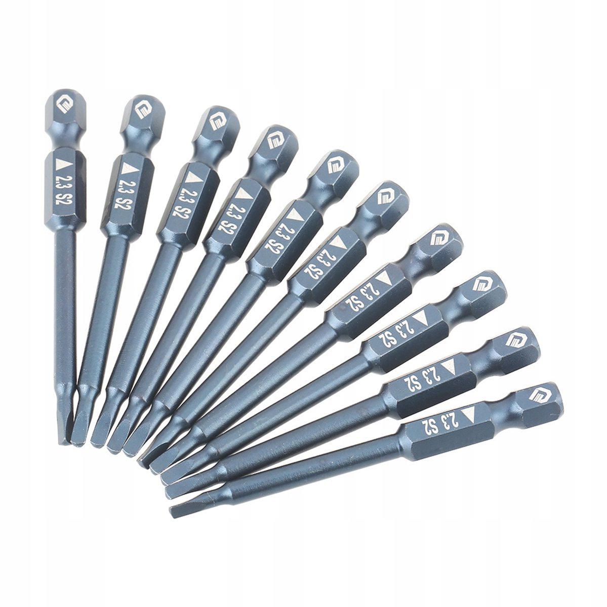 10x Dopschroevendraaier Bit Set - 65mm, 1/4" Zeskant, S2 Staal