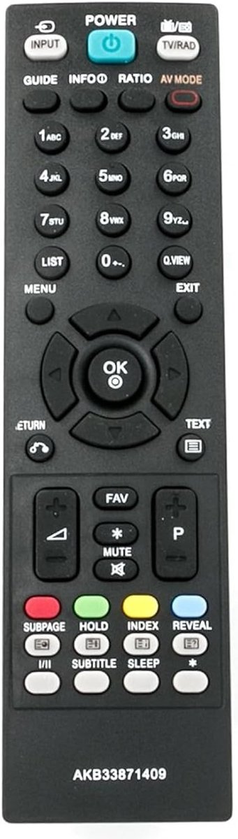 ALLIMITY AKB33871409 Remote Control Replace for LG LCD LED TV 19LG3000-ZA 22LG3000-ZA 26LG3000-ZA 19LG3010-ZB - ShopVlot