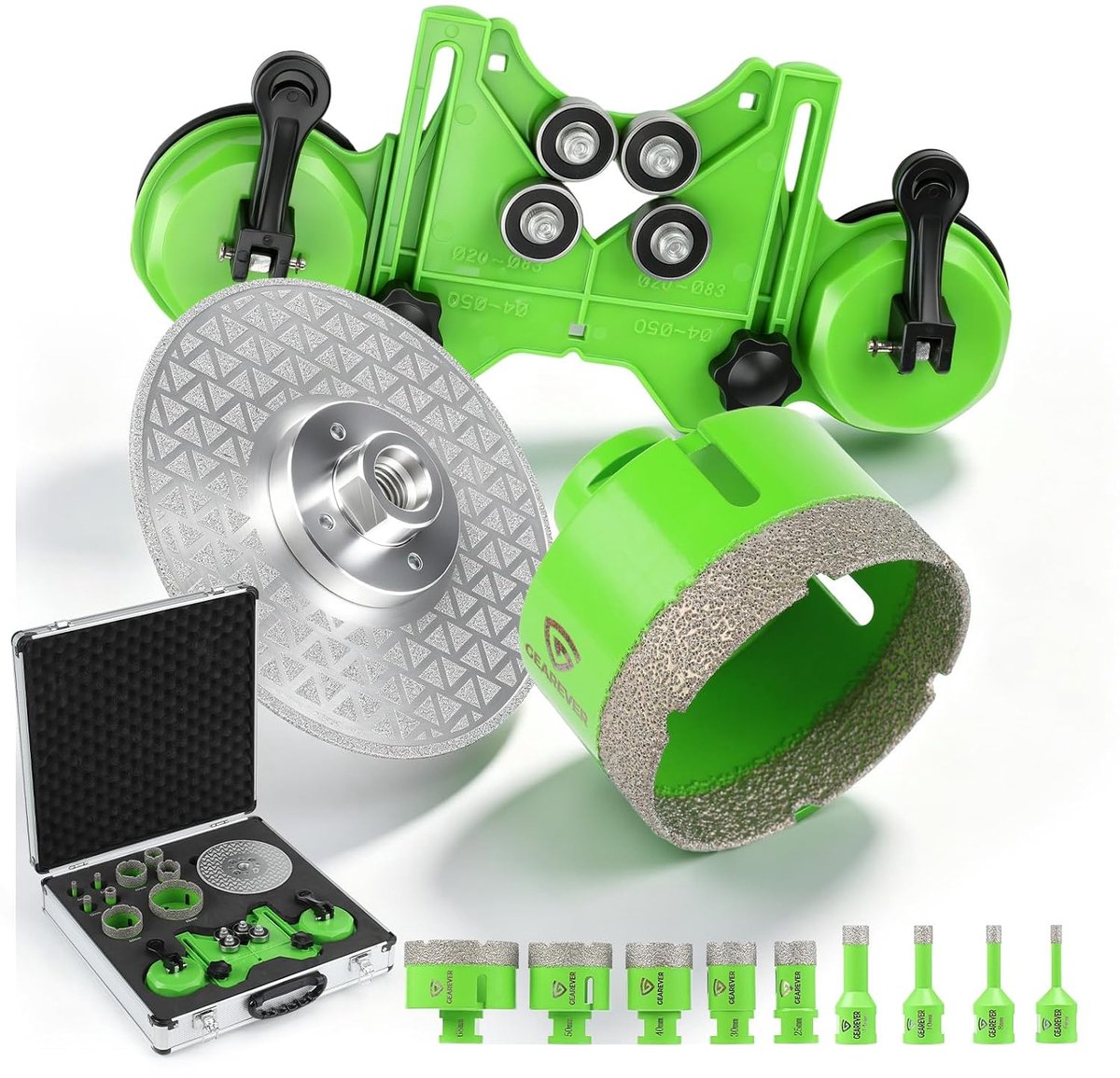 Diamanttegelboorset, 11-delig, diamantboor 6/8/10/14/25/30/40/50/68 mm met slijpschijf en positioneringshulp, voor - ShopVlot