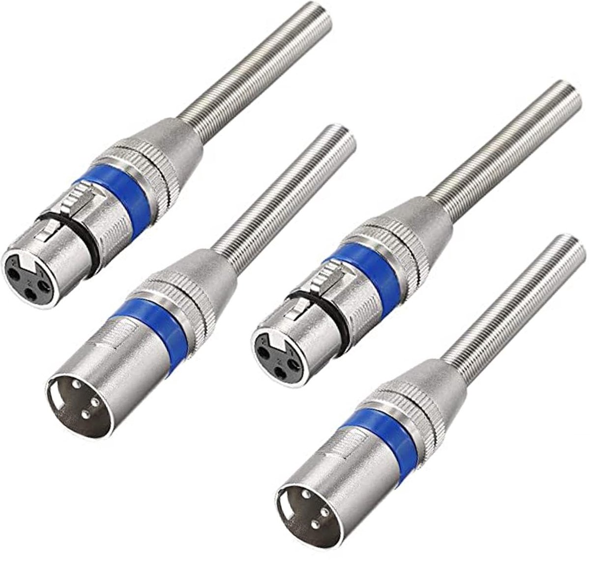 2 pairs XLR socket, 3-pin XLR plug, 3-pin microphone jack, microphone cable plug, with long tail spring, for - ShopVlot