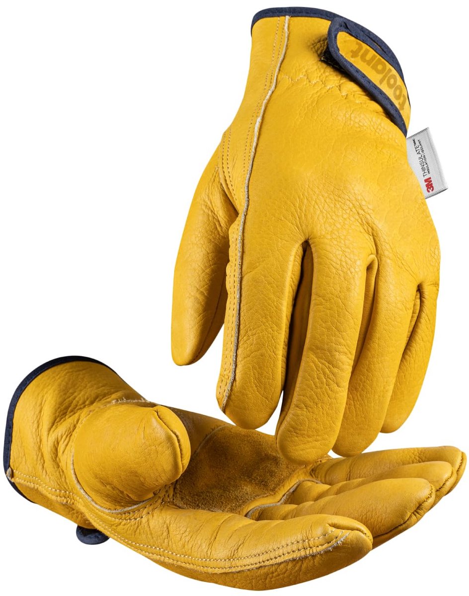 toolant Winter Leather Work Gloves, Warm 3M Thinsulate Lining for Cold Weather Work, 100% Full Grain Cowhide Leather - ShopVlot