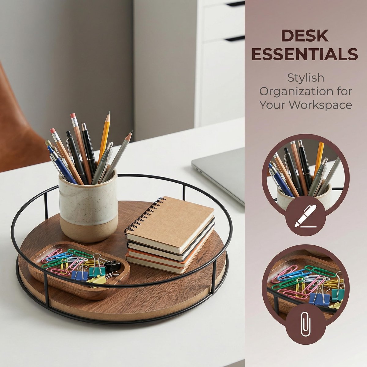 Astralong Lazy Susan Kruidenrek, draaibaar, 23 cm, draaiplateau, organizer, kruidenrek, hout, 360 graden draaibaar - ShopVlot