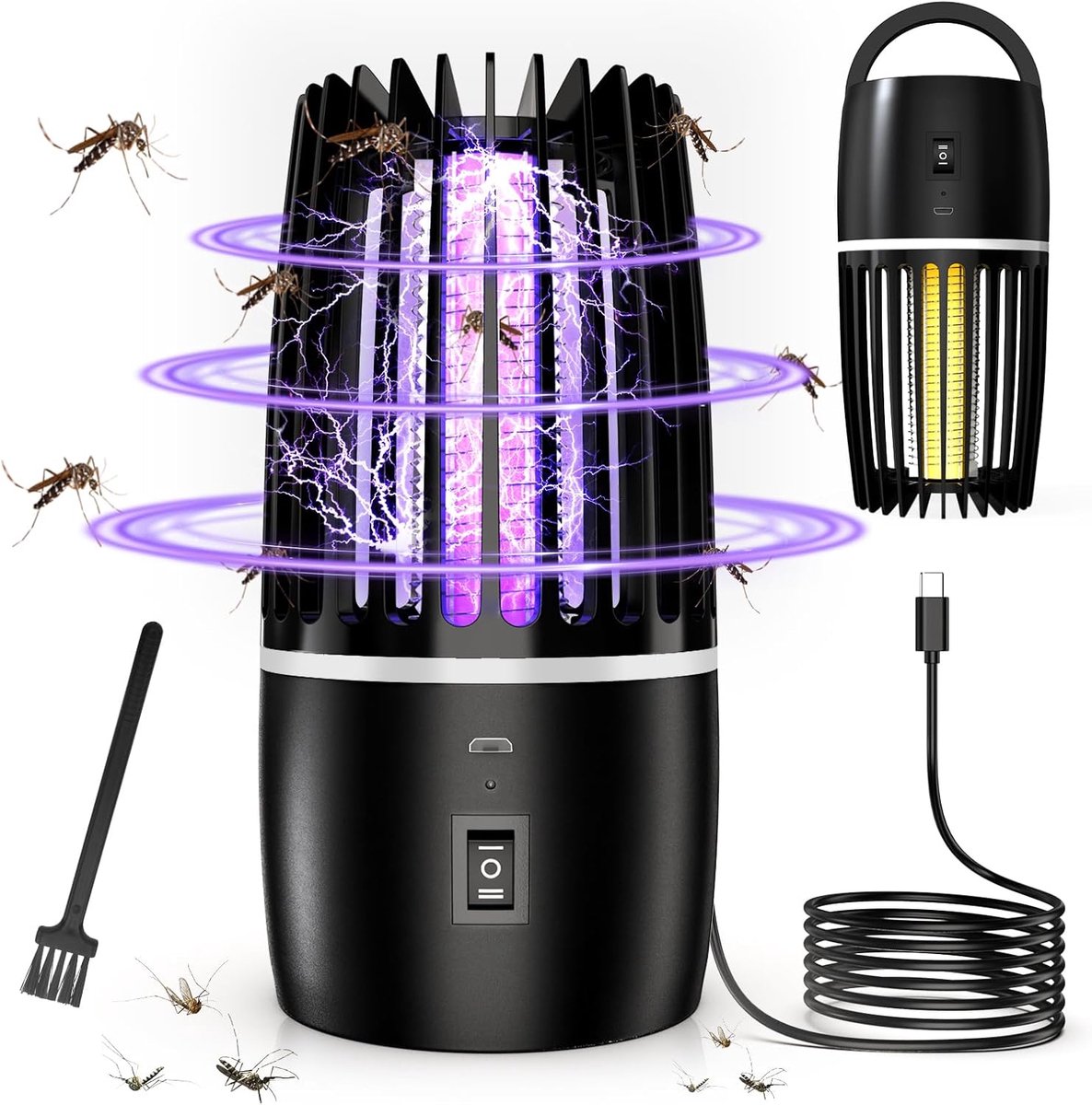 Insectenverdelger, muggenval, 4000 mAh, elektrisch, USB-oplaadbaar, muggenverdelger, elektrische lamp, vliegenval - ShopVlot