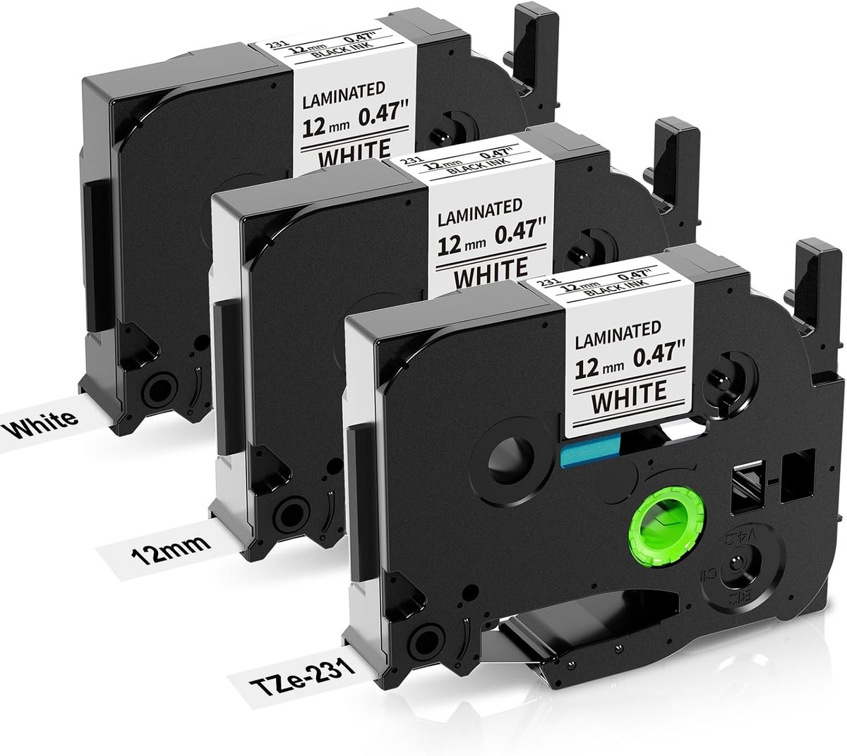 Tape cassette 12mm zwart op wit - compatibel met Brother TZe-231 - robuust en waterdicht - eenvoudig te installeren - ShopVlot